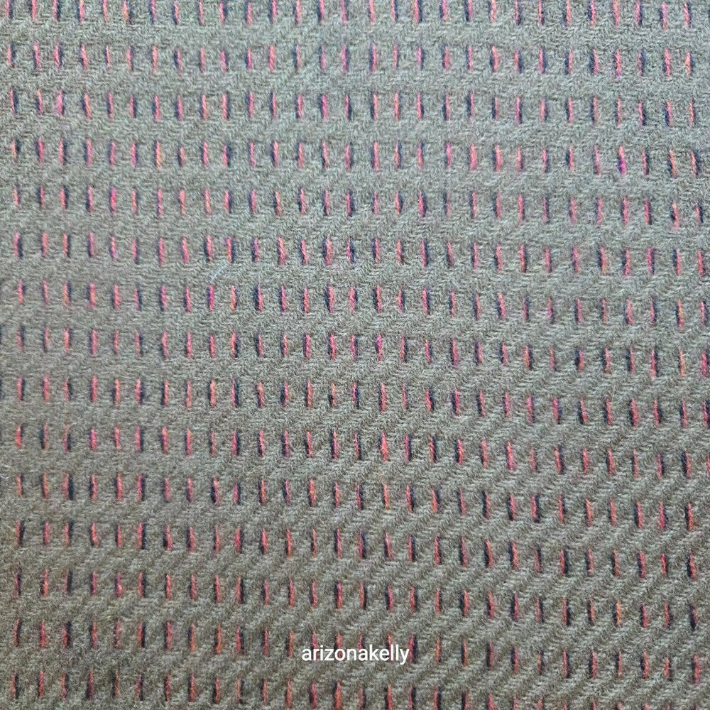 NWOT Cashmere Woven Scarf Olive Green With Black + Orange Weave Detail - Picture 5 of 16